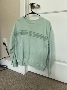 PINK Victoria's Secret Mint Green Logo Crewneck Sweatshirt